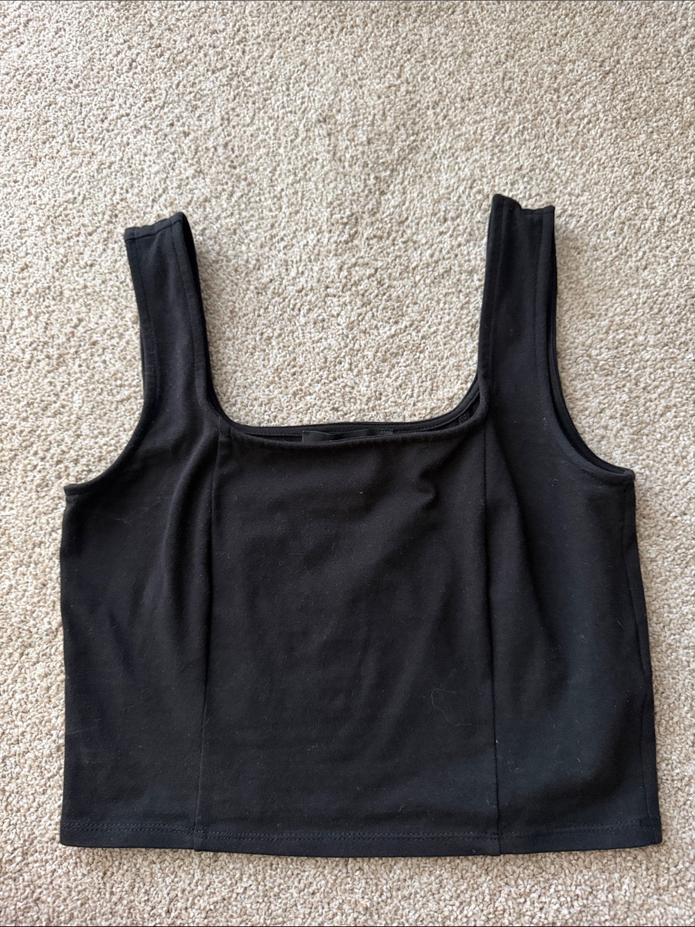 Forever 21 Cotton Black Square Neck Crop Tank